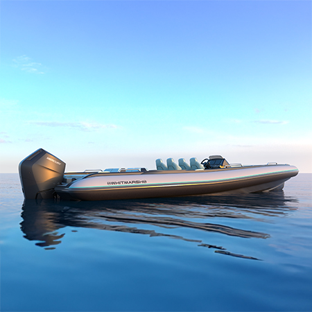 Whitmarsh 850 sport concept with suspension seats and V10 outboard. Freelance design project.